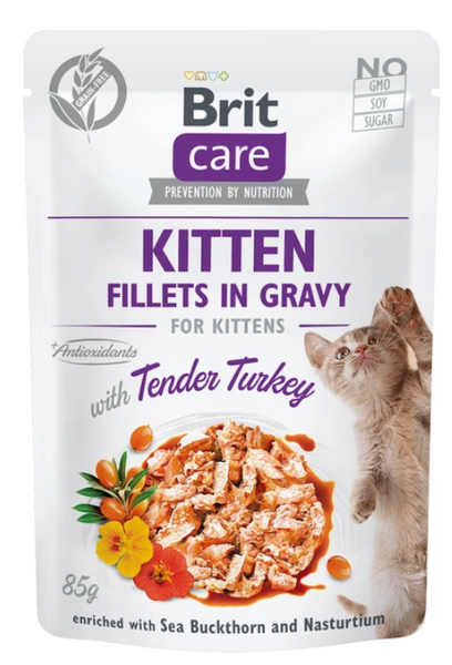 Консервований корм Brit Care Kitten Fillets In Gravy with Tender Turkey 85 г А13555 фото