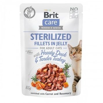 Вологий корм Brit Care Cat Pouch STERILIZED - Hearty Duck & Tender для котів 85г А12207 фото