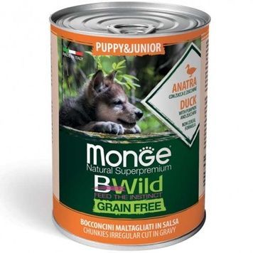 Monge Dog Wet BWild Grain Free Duck Puppy&Junior - консервований корм із качки для цуценят (шматочки у соусі) А35210 фото