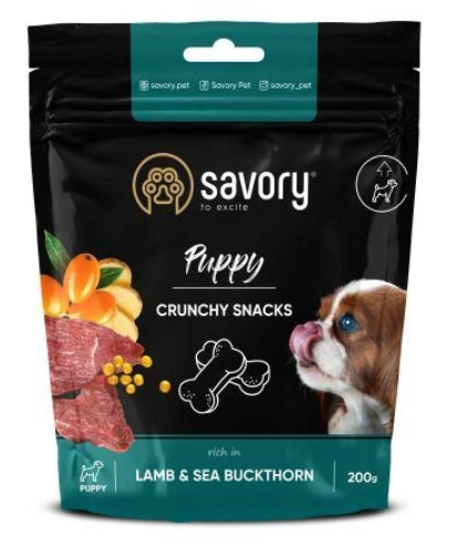 Ласощі Savory Puppy Crunchy Snacks М'які ласощі для здорового росту цуценят 200 гр