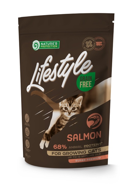 Сухий беззерновий корм для кошенят з лососем Lifestyle Grain Free Salmon Kitten 400г А23114 фото