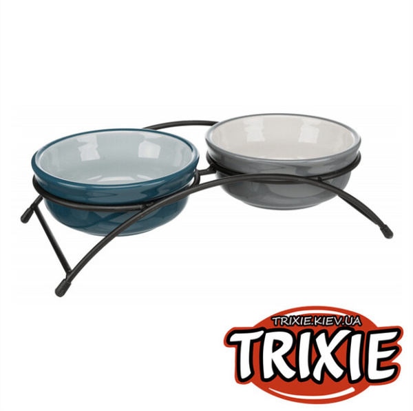 2 керамічні миски з підставкою Trixie Bowl Set Eat on Feet 2*0,8л/16 см А12490 фото