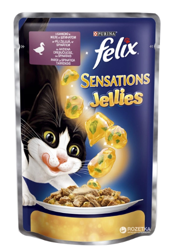 FELIX (Фелікс) Вологий корм для дорослих котів з качкою і шпинатом в желе А00114 фото