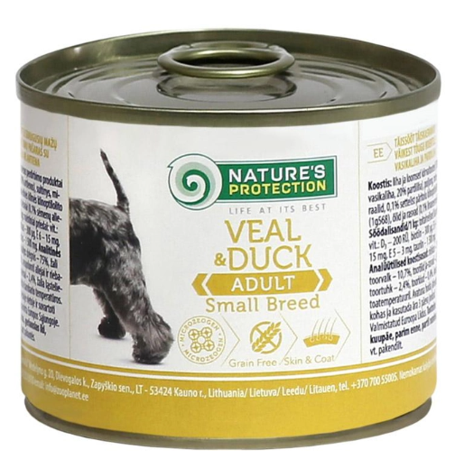 Вологий корм для собак малих порід Nature's Protection Adult small breed Veal & Duck з телятиною і качкою 200 г