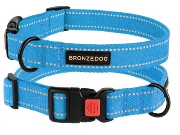 Нашийник світловідбивний брезентовий для собак Bronzedog Dog Collar Cotton 2,5х43-66 см А12071 фото