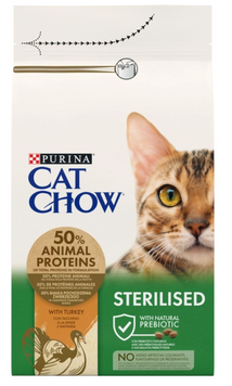 Сухий корм для дорослих стерилізованих котів Purina Cat Chow Sterilised з індичкою 1.5 кг