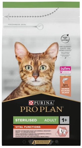Корм сухий Purina (Пуріна) Pro Plan Adult Sterilised для стерилізованих котів з лососем, 10 кг
