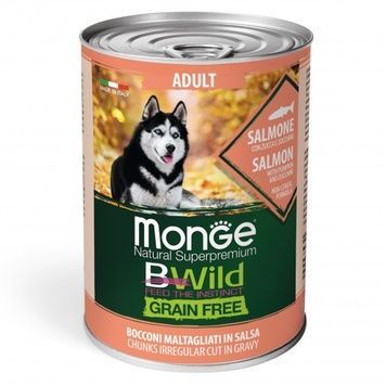 Monge Dog Wet Bwild Grain Free Adult -вологий корм для собак з лососем, 400 г А35207 фото
