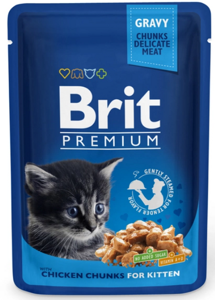 Консервований корм Brit Premium Шматочки з куркою для котят 100 гр