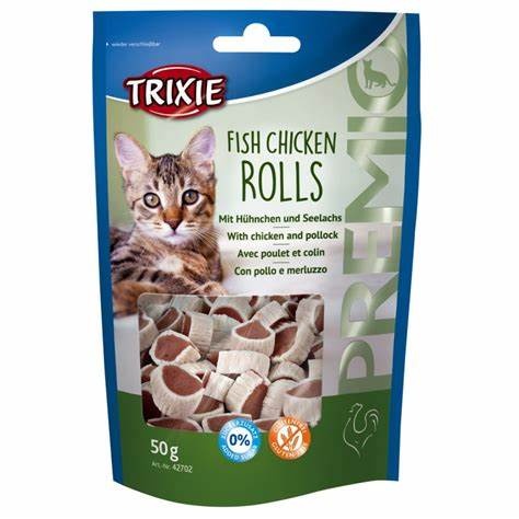 Trixie Ласощі для котів 'PREMIO Rolls' курка і сайда 50г 987 фото