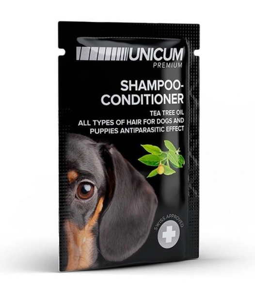 Шампунь-кондиціонер Unicum premium з олією чайного дерева для собак 15 мл А08865 фото