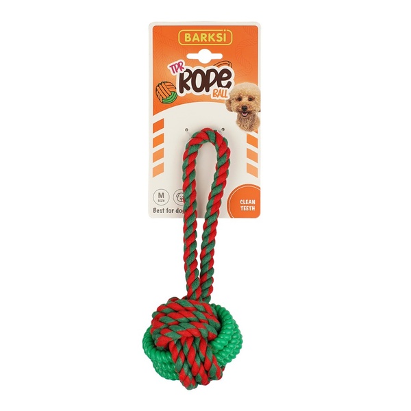 Іграшка Barksi TPR Rope Ball м'ячик на канаті з TPR вставкою 22 см А22164 фото