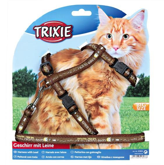 Trixie нейлонова шлея з повідком для кішки