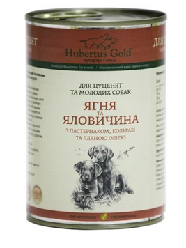 Консервований корм Hubertus Gold Ягня та говядина для цуценят 400 г А10072 фото