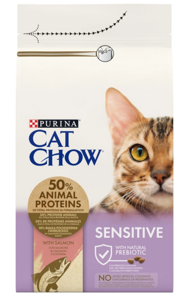 Сухий корм Purina (Пуріна) Cat Chow Sensitive для дорослих котів із чутливою шкірою та травленням з лососем 1.5 кг А25653 фото