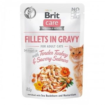 Вологий корм для котів Brit Care Cat pouch філе індички з лососем в соусі 85 г А12209 фото