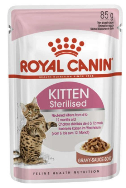 Консервований корм шматочками для стерилізованих кошенят (шматочки в соусі) Royal Canin Kitten Sterilised 85 г А05802 фото