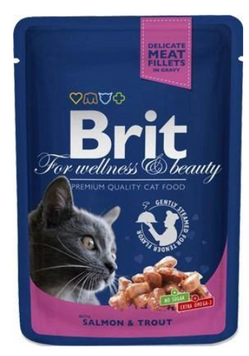 Вологий корм для котів з лососем та фореллю Brit Premium Salmon & Trout pouch 100 г А01384 фото