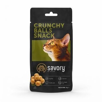 Хрусткі ласощі для вибагливих котів Savory у формі кульок із котячою м'ятою, 60 г