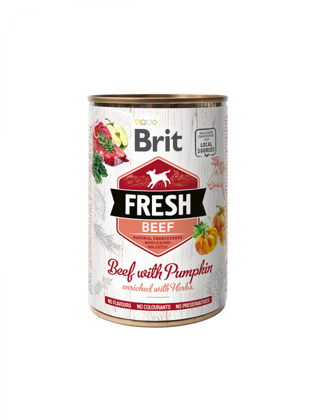 Brit Fresh Beef with Pumpkin вологий корм для дорослих собак з яловичиною та гарбузом 400г