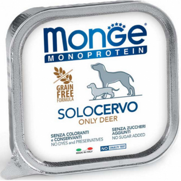 Монопротеїновий паштет Monge Dog Wet SOLO 100% (Оленина), 150 г А35203 фото