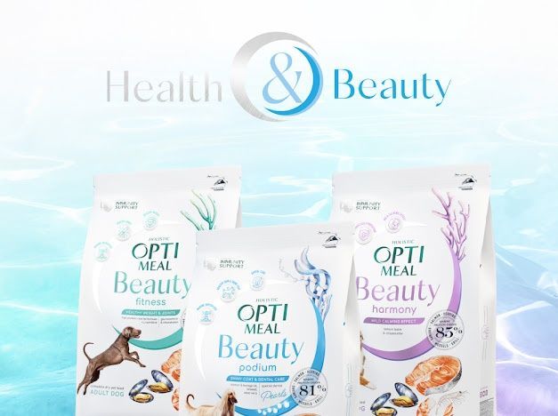 OPTIMEAL&trade;. Б`ЮТІ ГАРМОНІЯ. М&rsquo;ЯКИЙ ЗАСПОКІЙЛИВИЙ ЕФЕКТ. Повнораціонний сухий корм для дорослих собак усіх порід. Формула на основі морепродуктів 4кг