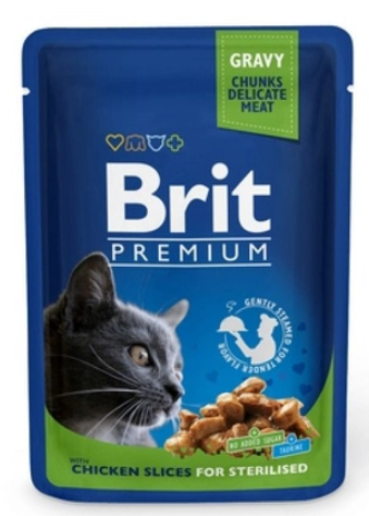 Консервований корм Brit Premium Шматочки з куркою для кастрованих котів 100 гр А01381 фото