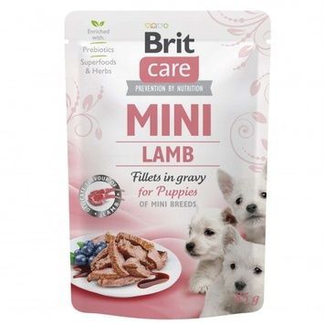 Вологий корм Brit Care Mini Lamb fillets in gravy for puppies для цуценят 85г А12360 фото