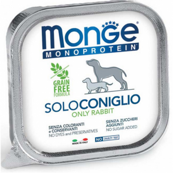 Монопротеїновий паштет Monge Dog Wet SOLO 100% (Кролик), 150 г А35202 фото