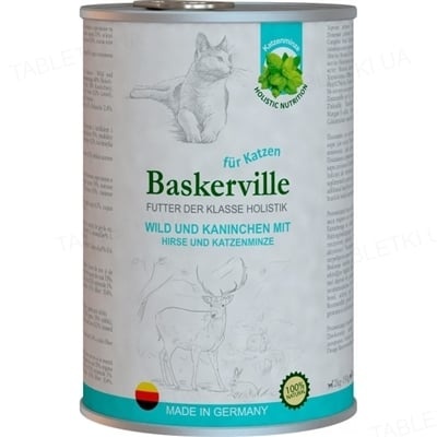 Baskerville вологий раціон для котів Оленина з кроликом та котячою м'ятою 0,4 кг А08871 фото