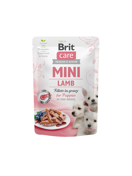 Вологий корм Brit Care Mini Lamb fillets in gravy for puppies для цуценят 85г А12360 фото
