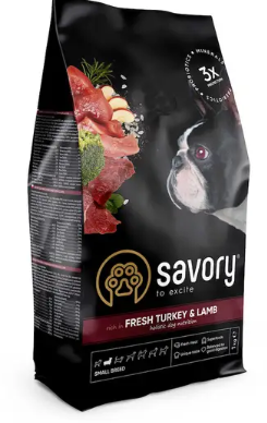 Сухий корм для собак малих порід Savory Small Breed rich in Fresh Turkey & Lamb (індичка та ягня)