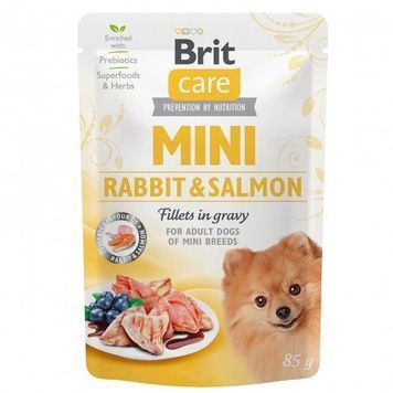 Вологий корм Brit Care Mini Rabbit & Salmon fillets in gravy для дорослих собак 85г А12361 фото