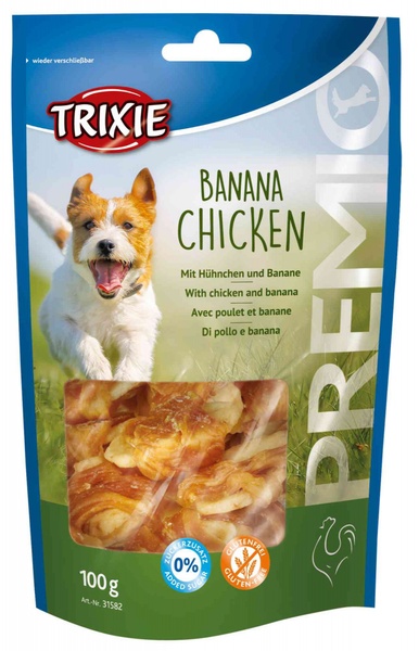 Trixie Ласощі для собак 'Premio Banana Chicken' з куркою і бананом 100г