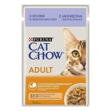 PURINA CAT CHOW (КЕТ ЧАУ). з ягням та зеленою квасолею, шматочки в желе 85г. А06471 фото