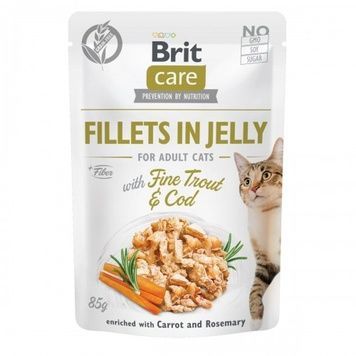 Вологий корм Brit Care Cat Pouch Trout & Cod in Jelly тріска в желе для котів 85г А12206 фото