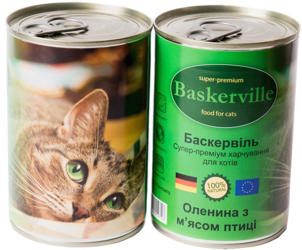 Baskerville Вологий корм для котів з олениною та м'ясом птиці А08886 фото