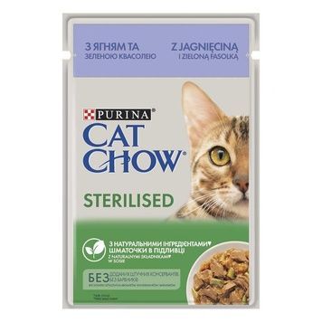 PURINA CAT CHOW (КЕТ ЧАУ) з ягням та зеленою квасолею, шматочки в підливці 85г А07976 фото