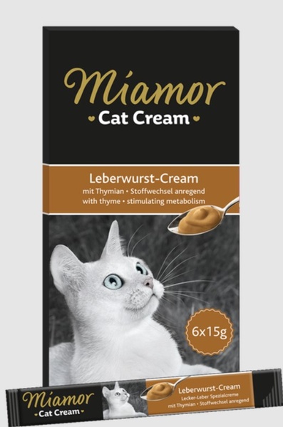 Miamor Cream Leberwurst Ласощі для котів для стимулювання обміну речовин з печінкою, 1 шт