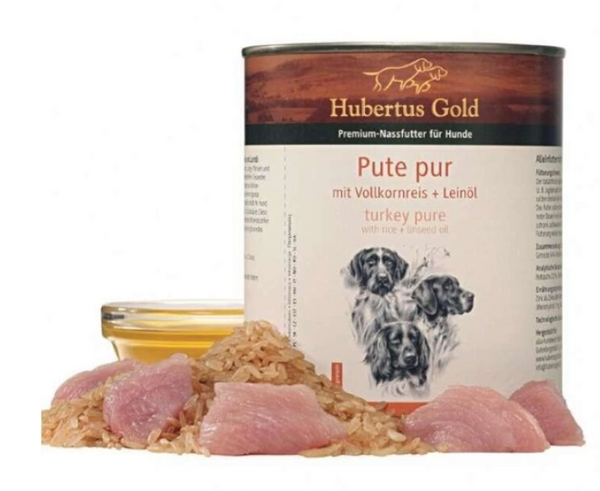 Вологий корм Hubertus Gold (Хубертус Голд) індичка з рисом та лляною олією для собак, 800 г А10069 фото