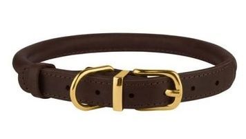 Шкіряний Круглий Ошейник для Собак BronzeDog Premium Crazy світло-коричневий, М 9 мм 30-40 см А09814 фото