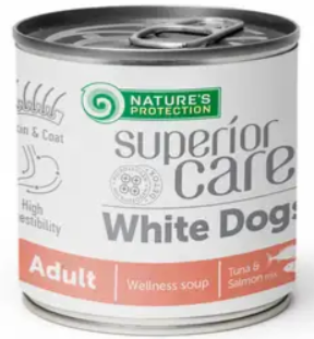 Суп для собак з білим забарвленням шерсті NP Superior Care White Dogs All Breeds Adult Salmon and Tuna з лососем та тунцем, 140мл А23856 фото
