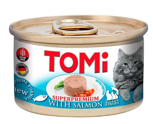 Консерви з лососем для котів (мус) TOMi Superpremium Salmon 85 г А06995 фото
