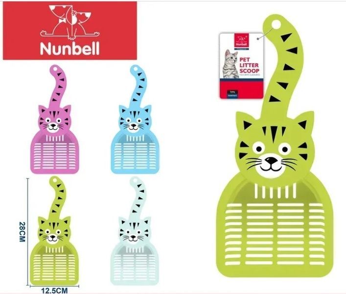 Лопатка для котячих туалетів Nunbell у вигляді кота 27*12 см блакитна