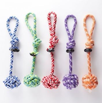 Іграшка JOYPET &laquo;Канат з м'ячем, вузлом та ручкою&raquo; для собак, бавовна, довжина 38 см А35718 фото