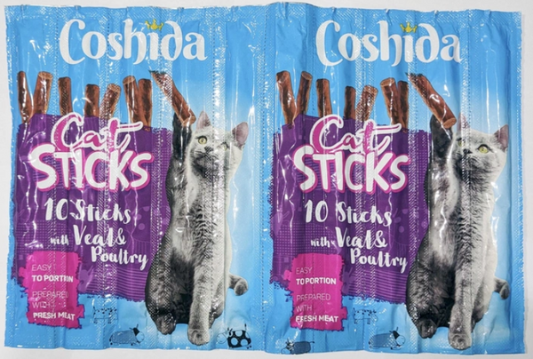 Ласощі для кішок Coshida м'ясні палички з телятиною та птицею 1 паличка А22198 фото