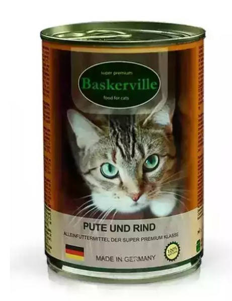 Baskerville Вологий корм для котів з індичкою та яловичиною А08882 фото