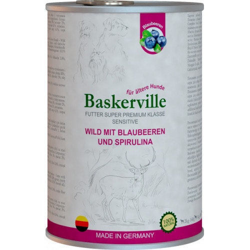Baskerville вологий раціон для собак Оленина з чорницею і спіруліною А08901 фото