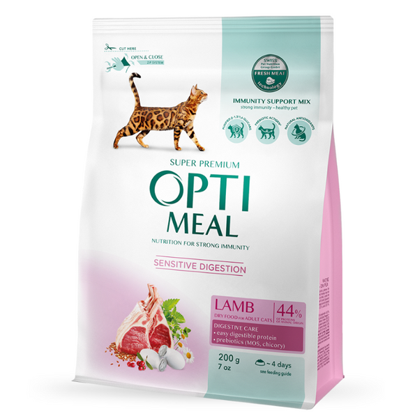 OPTIMEAL™. Повнораціонний сухий корм для дорослих котів з чутливим травленням - ягня