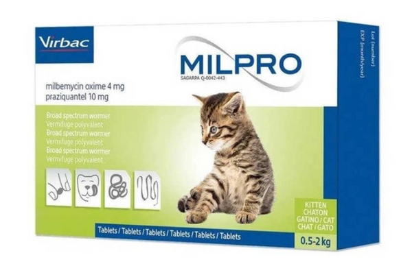 Мільпро протипаразитарний препарат для кошенят, ефективний антигельмінтик Virbac Milpro (До 2 кг)